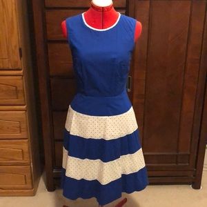 Mod Cloth Blue and White Polka Dot Dress